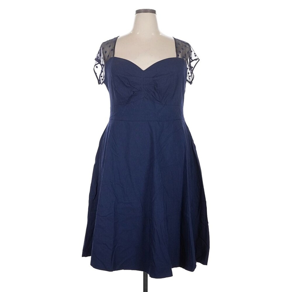 Torrid Mesh Neck A Line  Navy Blue Cocktail Dress Plus Women Size 20, classic